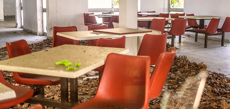 view of cafeteria with empty seats