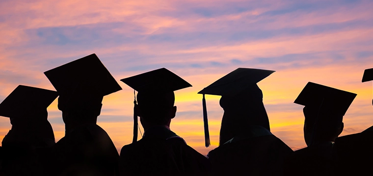 Students wearing mortar boards